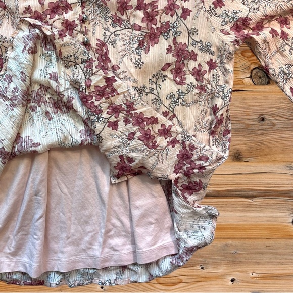 Liz Claiborne Petite Large Mauve Floral Blouse with Pink Camisole Set - Picture 3 of 5